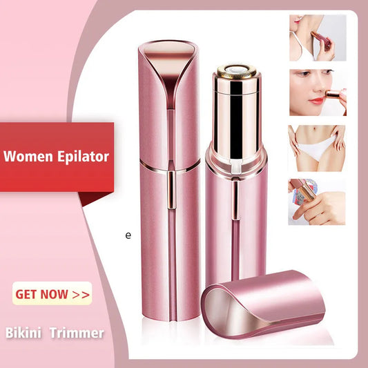 Electric Eyebrow Trimmer Mini Epilator Lipstick Facial Hair Removal Portable Women Painless Razor Tool