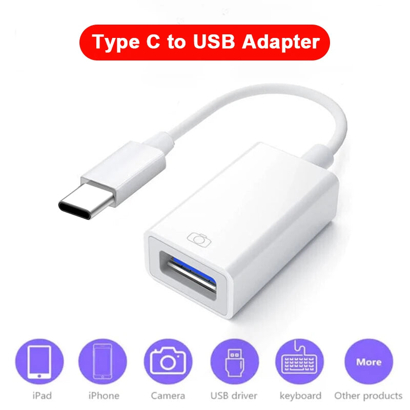 OTG Adapter Lightning To USB 3.0 Fast Charge Cable For iPhone 14 Pro Max 13 12 11 X XS XR 8 USB C Splitter Type C Data Convertor